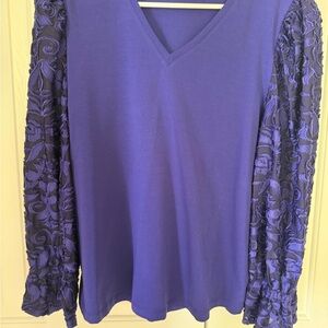 Chico's Royal Blue Blouse with Lace Sleeves